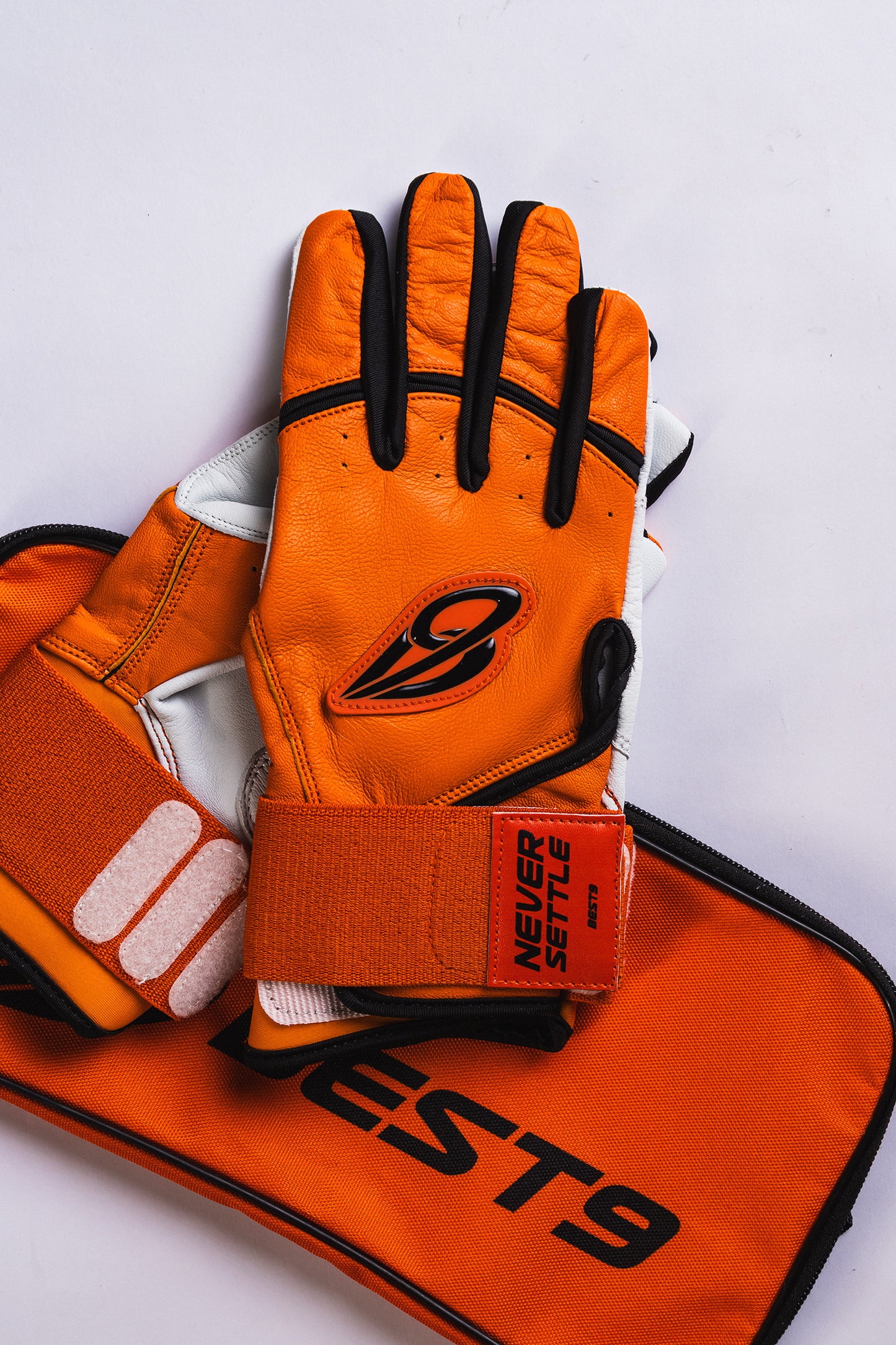 Best9 Long Cuff Premium Batting Gloves - Orange