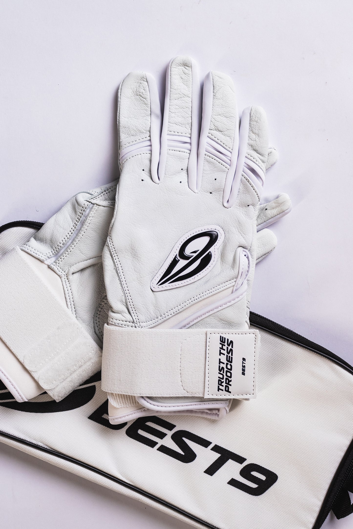 Best9 Long Cuff Premium Batting Gloves - White