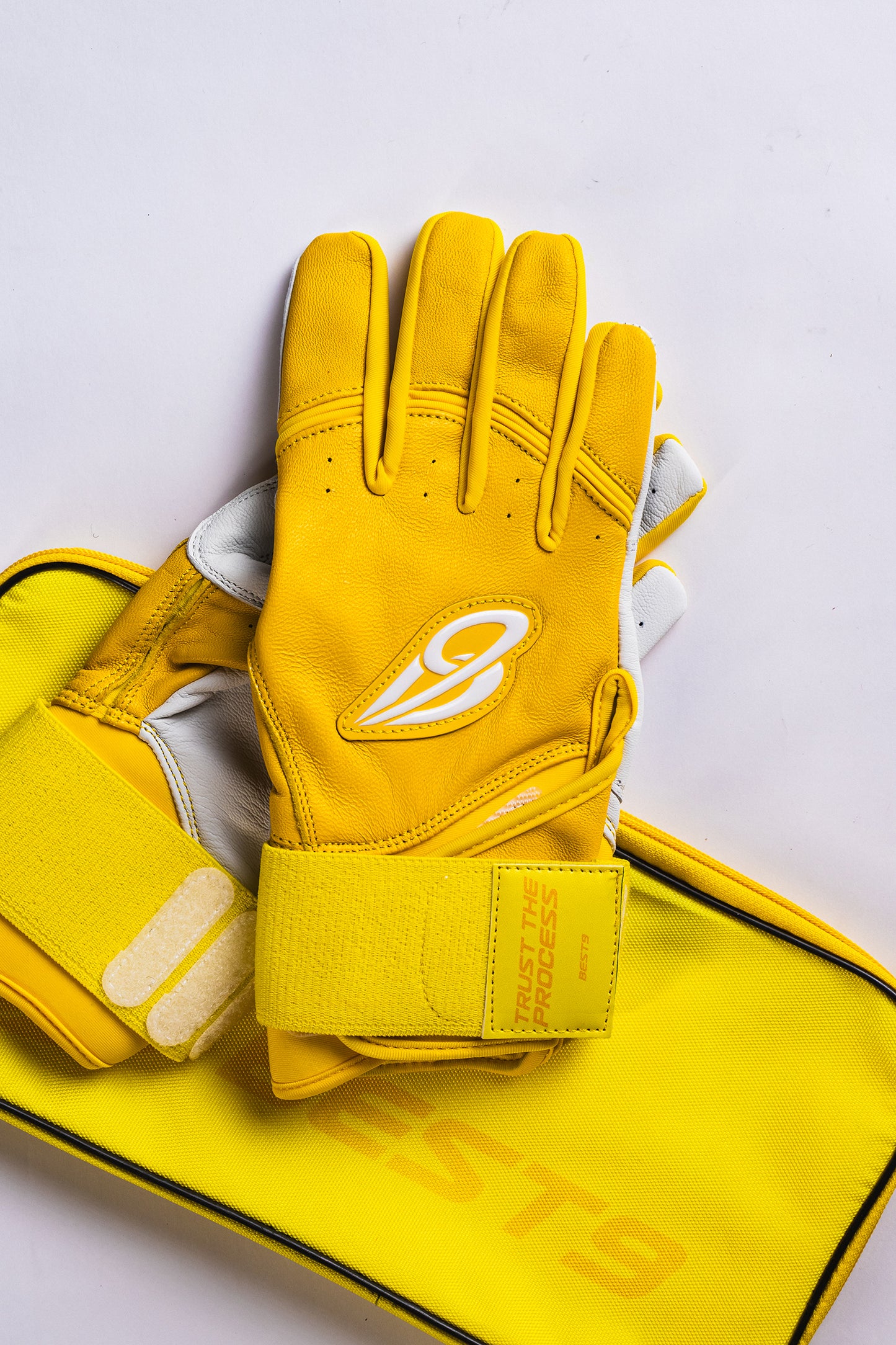 Best9 Long Cuff Premium Batting Gloves - Yellow
