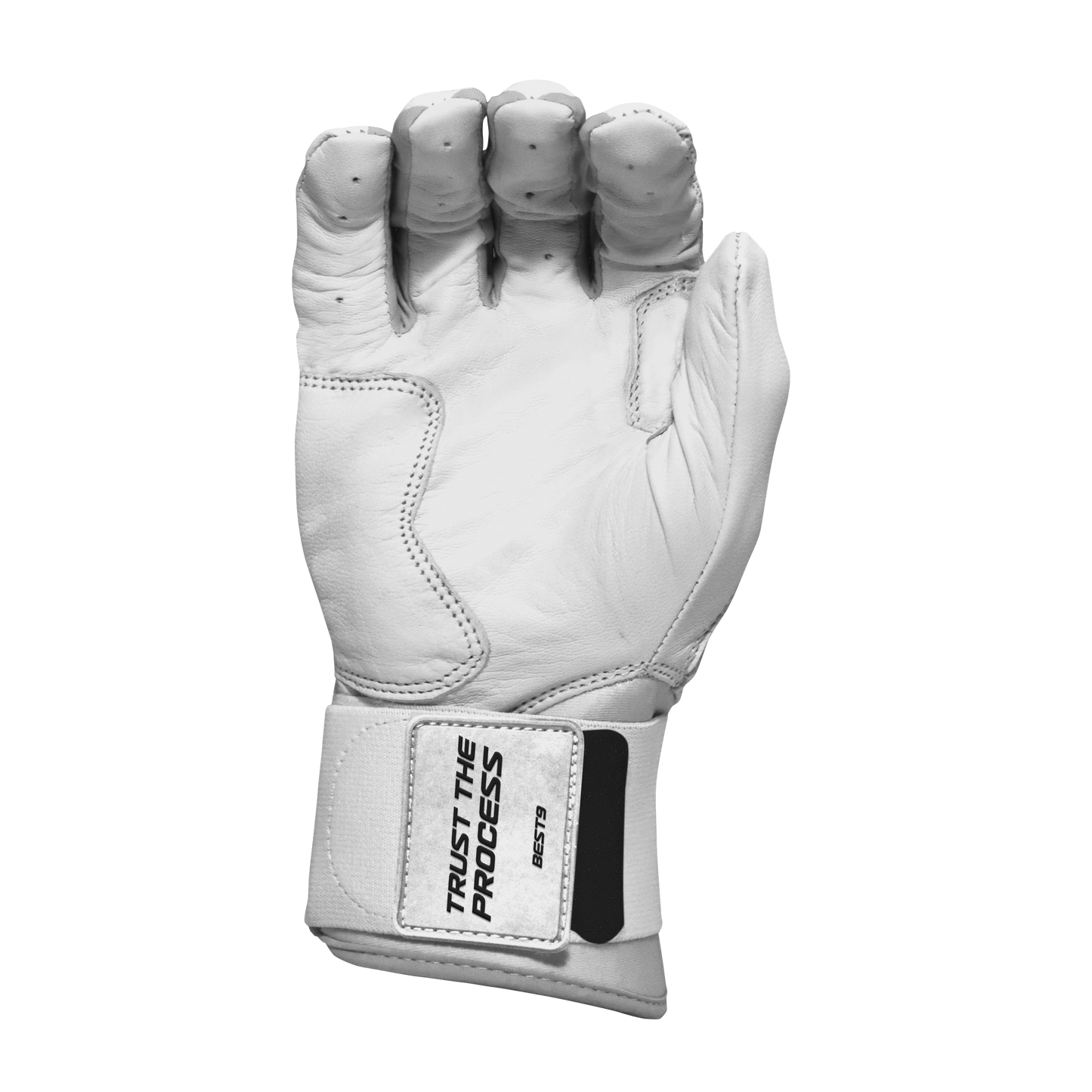 Best9 Long Cuff Premium Batting Gloves - White