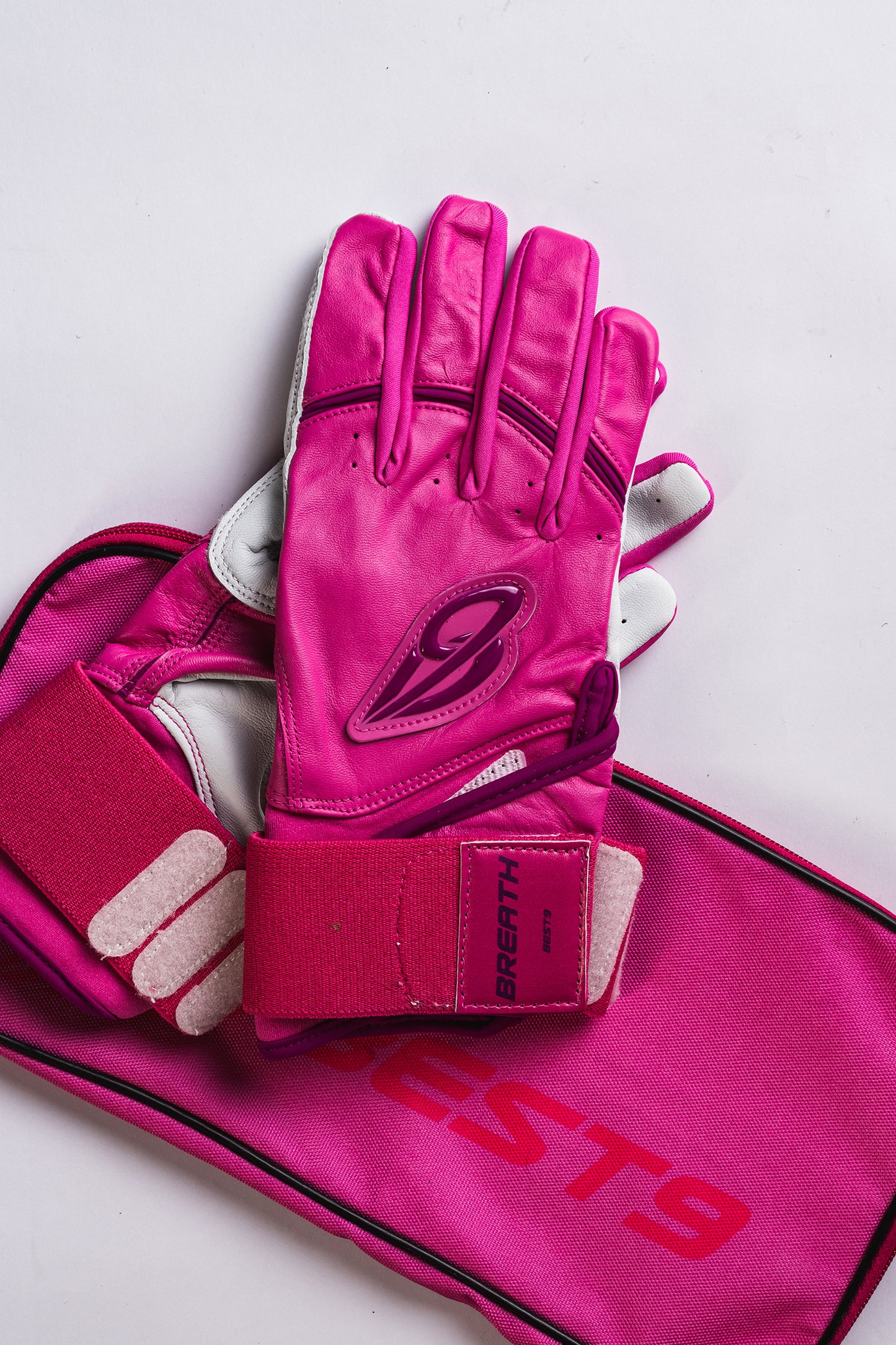 Best9 Long Cuff Premium Batting Gloves - Pink