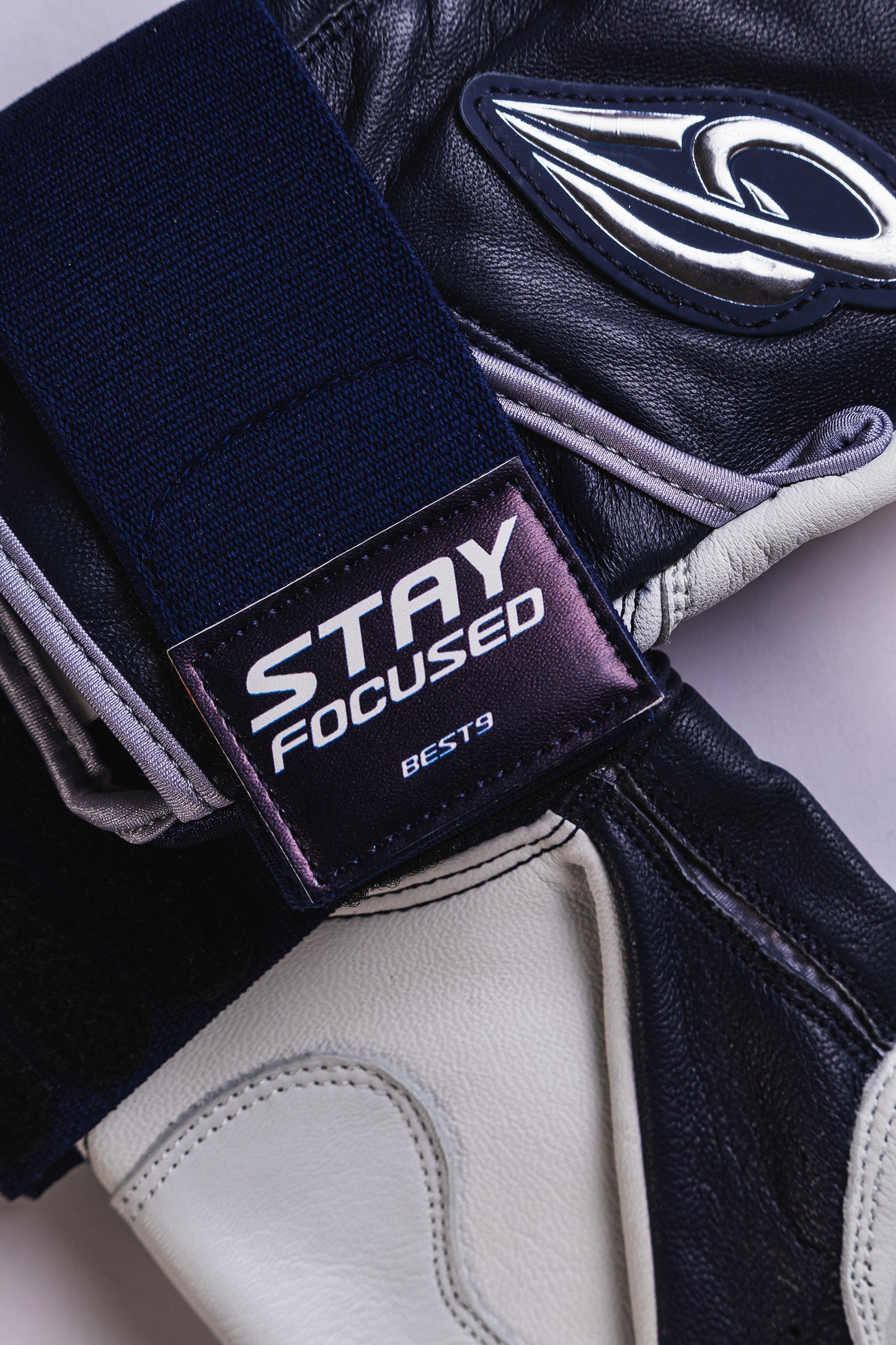 Best9 Long Cuff Premium Batting Gloves - Navy/Gray