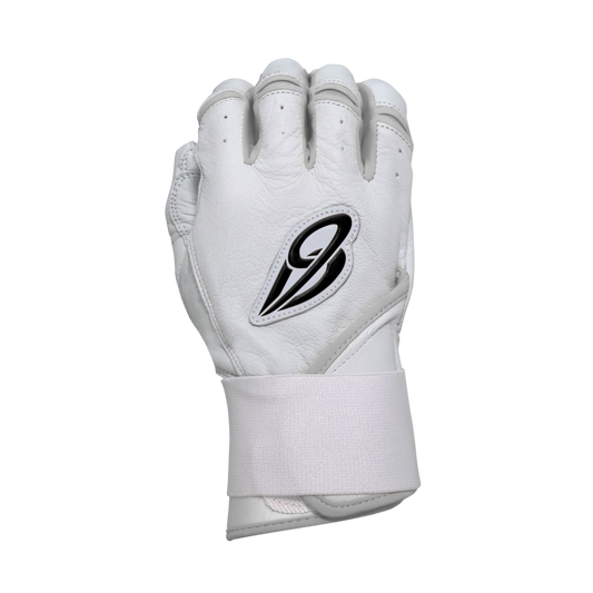 Best9 Long Cuff Premium Batting Gloves - White