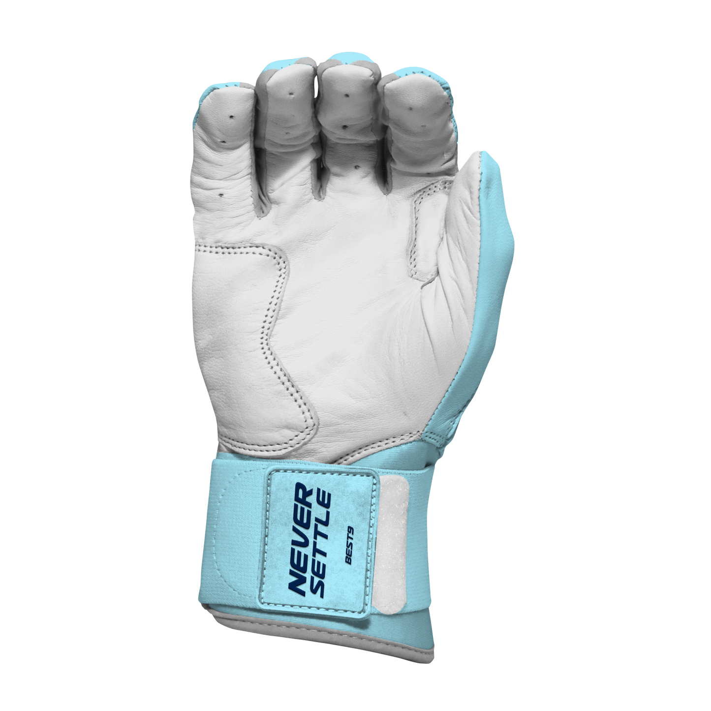 Best9 Long Cuff Premium Batting Gloves - Light Blue