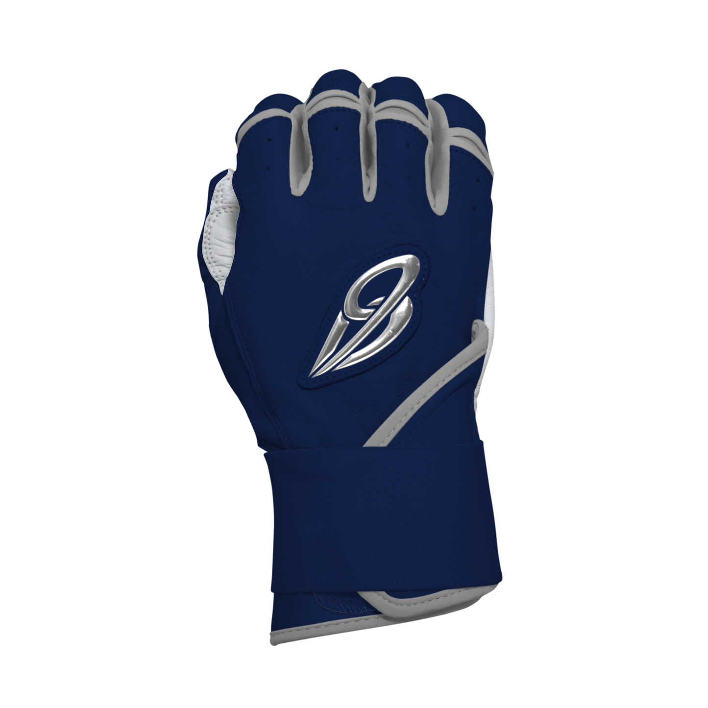 Best9 Long Cuff Premium Batting Gloves - Navy/Gray