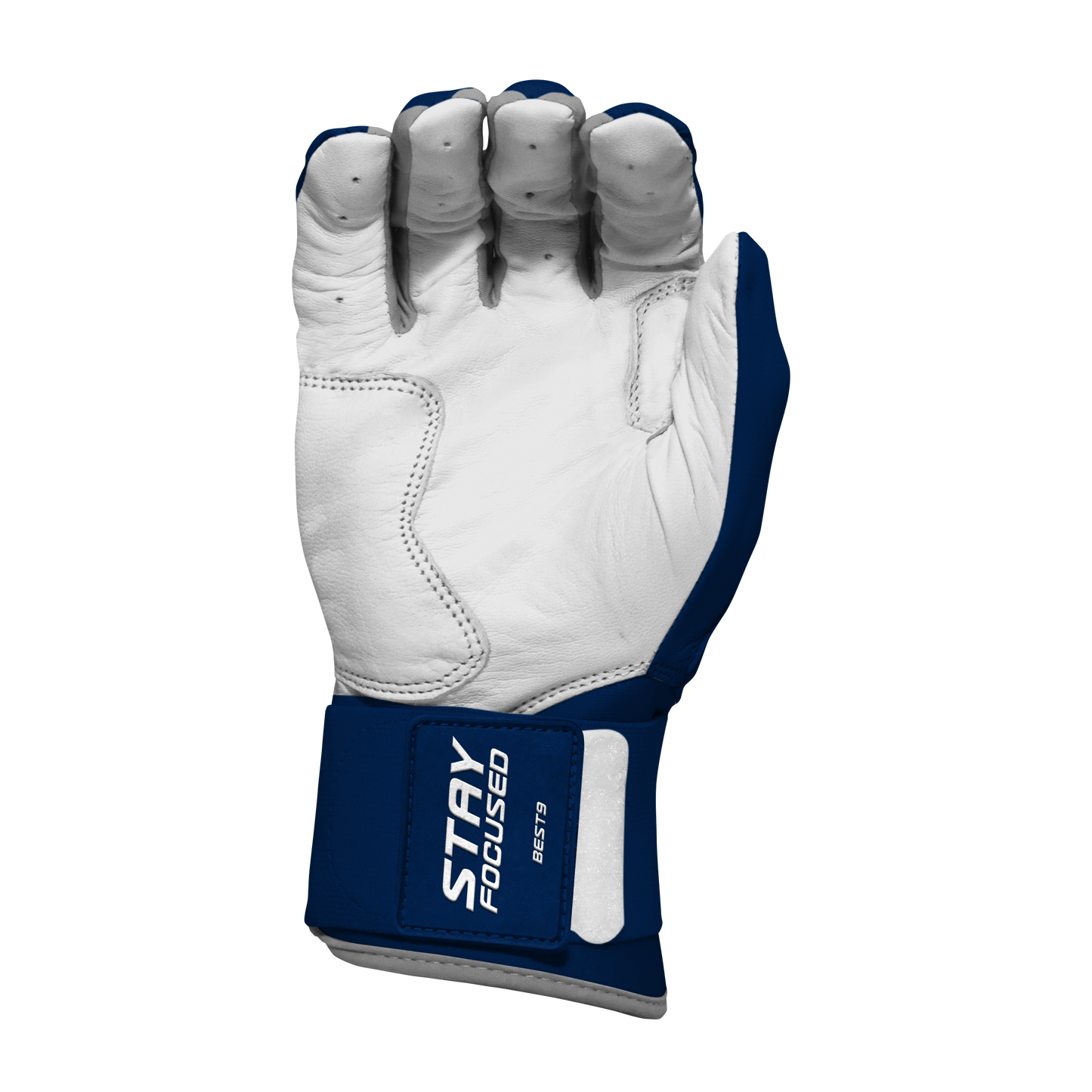 Best9 Long Cuff Premium Batting Gloves - Navy/Gray