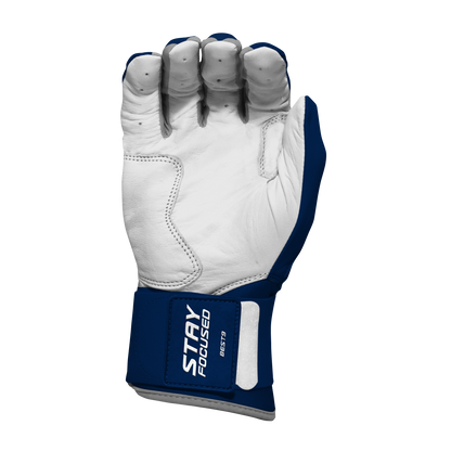 Best9 Long Cuff Premium Batting Gloves - Navy/Gray