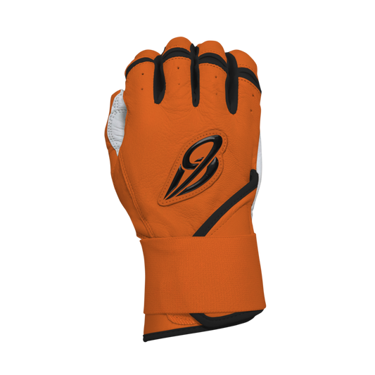 Best9 Long Cuff Premium Batting Gloves - Orange