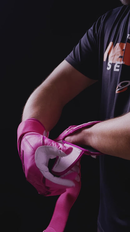 Best9 Long Cuff Premium Batting Gloves - Pink