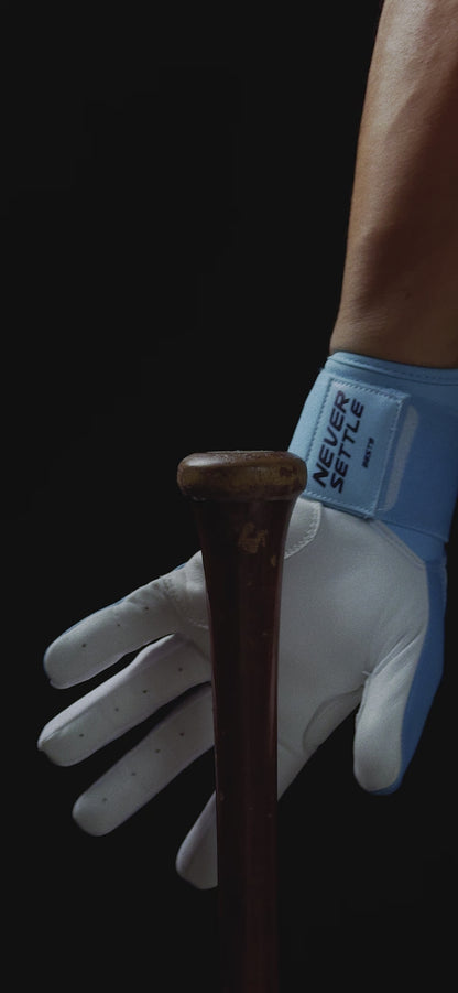 Best9 Long Cuff Premium Batting Gloves - Light Blue