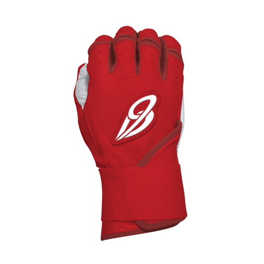 Best9 Long Cuff Premium Batting Gloves - Red