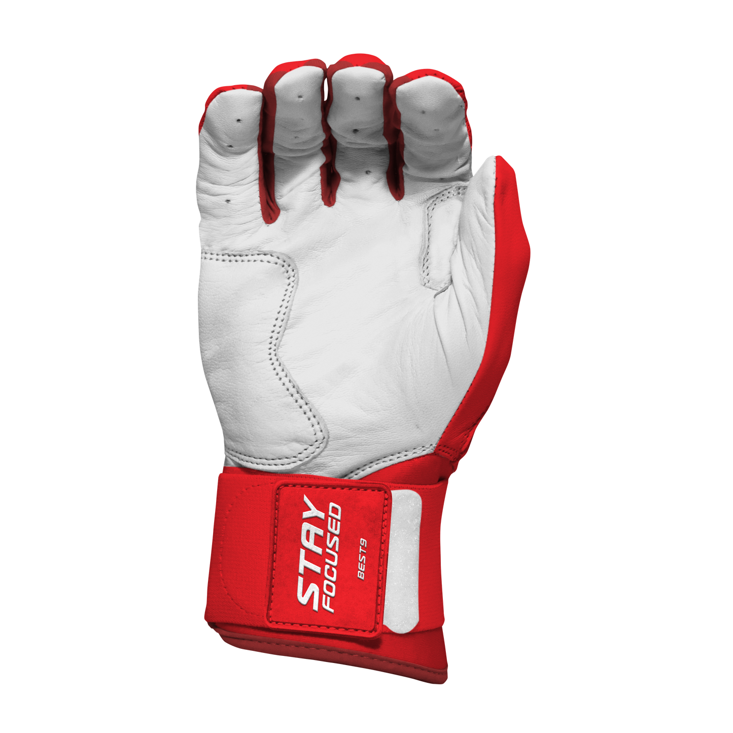 Best9 Long Cuff Premium Batting Gloves - Red