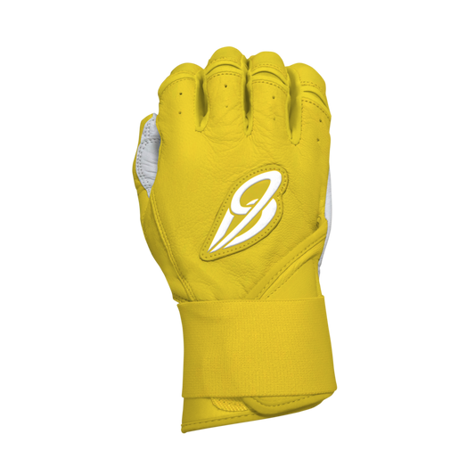 Best9 Long Cuff Premium Batting Gloves - Yellow